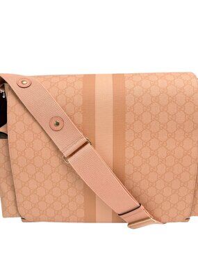 GUCCI Baby Pink Ophidia GG Monogram Supreme Canvas Diaper Bag & Changing Pad